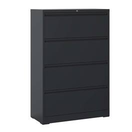Spaco - Lateral File Cabinet 4 Drawer, Black Metal Locking, Home Office Storage, Legal Letter - White