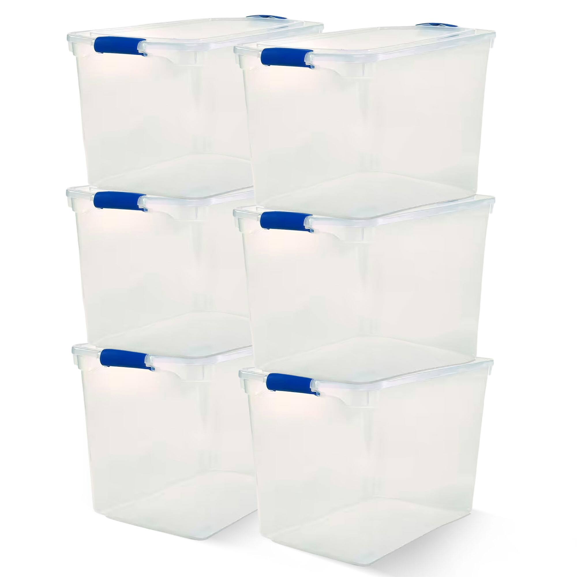 Front. Homz - Homz 112-Quart Clear Plastic Stackable Storage Containers w/ Latch Lid, 6 Pack - Clear.
