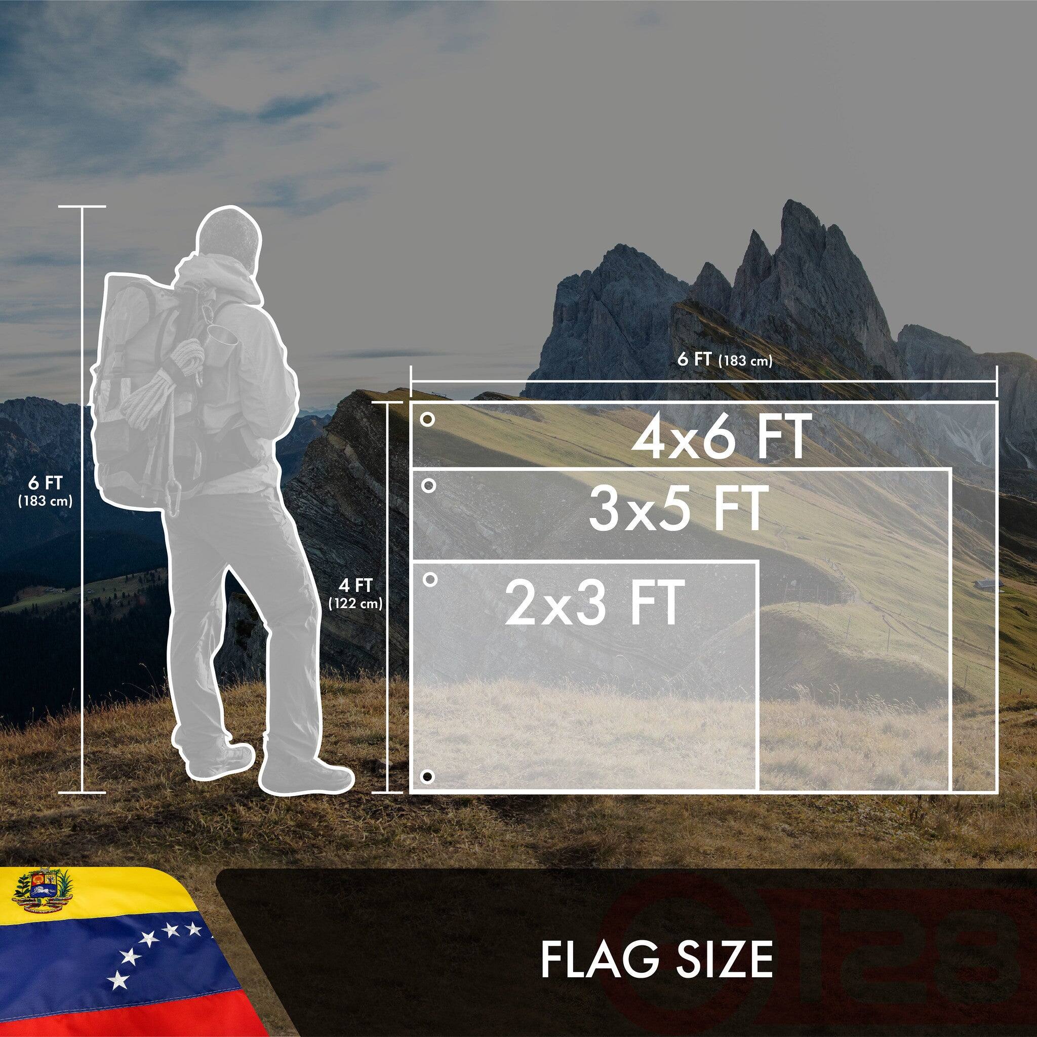 6 FT (183 cm)  
4 FT (122 cm)  
4x6 FT  
3x5 FT  
2x3 FT  
FLAG SIZE
