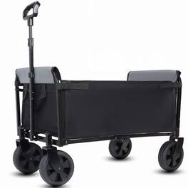 Mondawe - 3-in-1 Lightweight Collapsible Utility Carts - Wagon/Trunk Organizer/Pet Wagon w/ 360° All-Terrain Wheels - Black