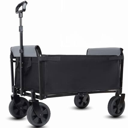 Front. Mondawe - 3-in-1 Lightweight Collapsible Utility Carts - Wagon/Trunk Organizer/Pet Wagon w/ 360° All-Terrain Wheels - Black.