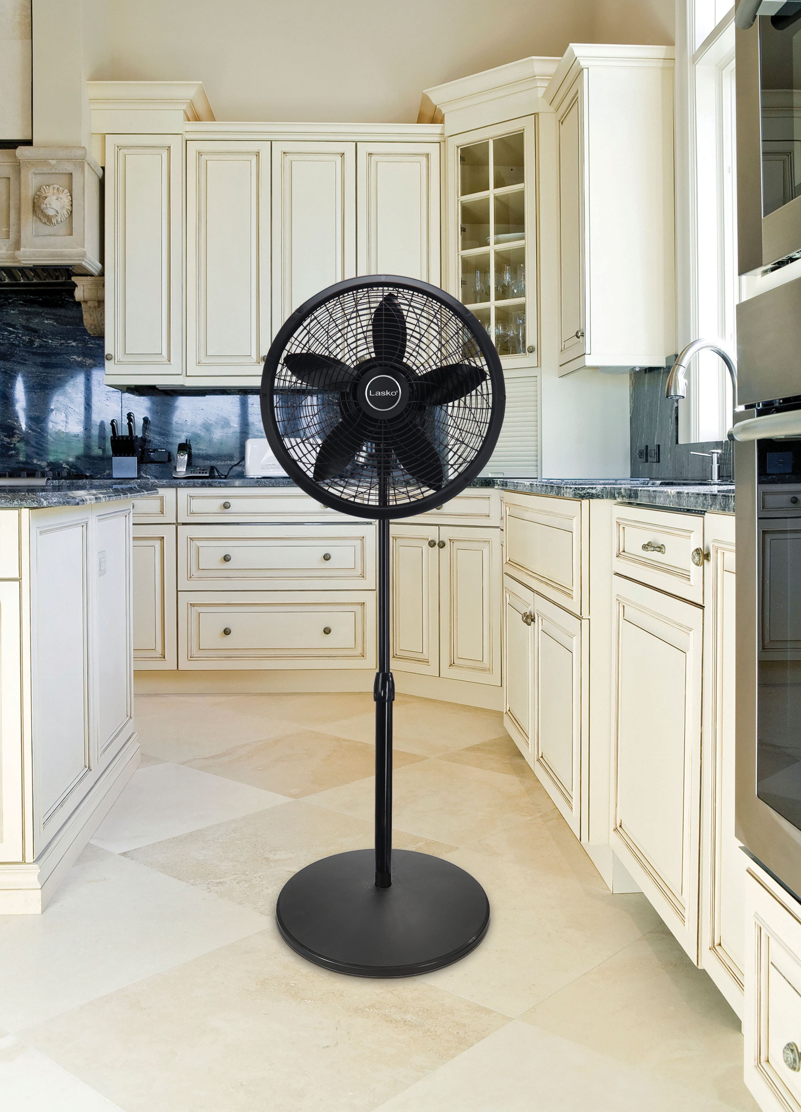 Alt View 9. Lasko - 18 in. Oscillating 3-Speed Adjustable Large Room Pedestal Fan - Black.
