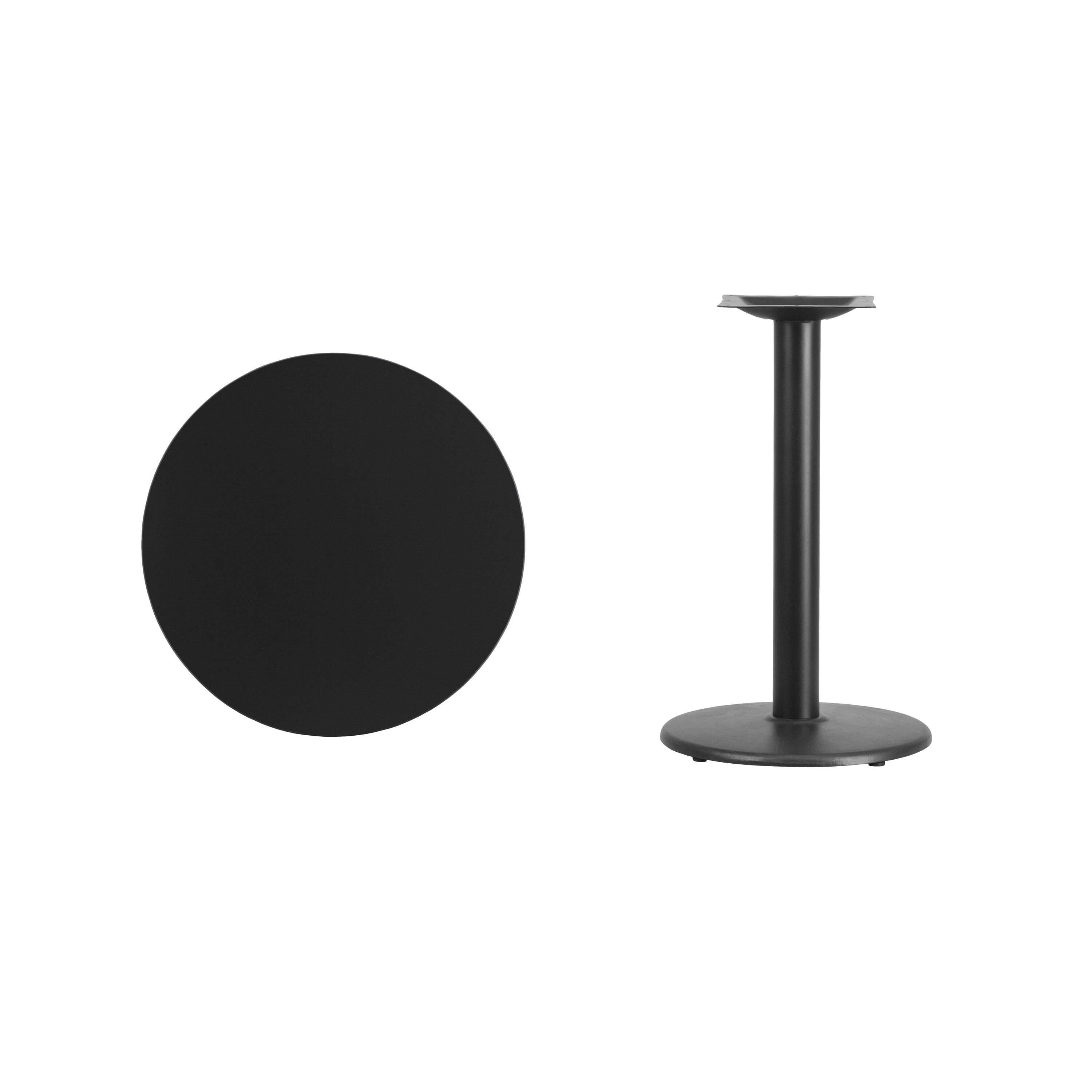 Alt View 2. Emma + Oliver - 24" Round Laminate Table Top with 18" Round Table Height Base - Black.