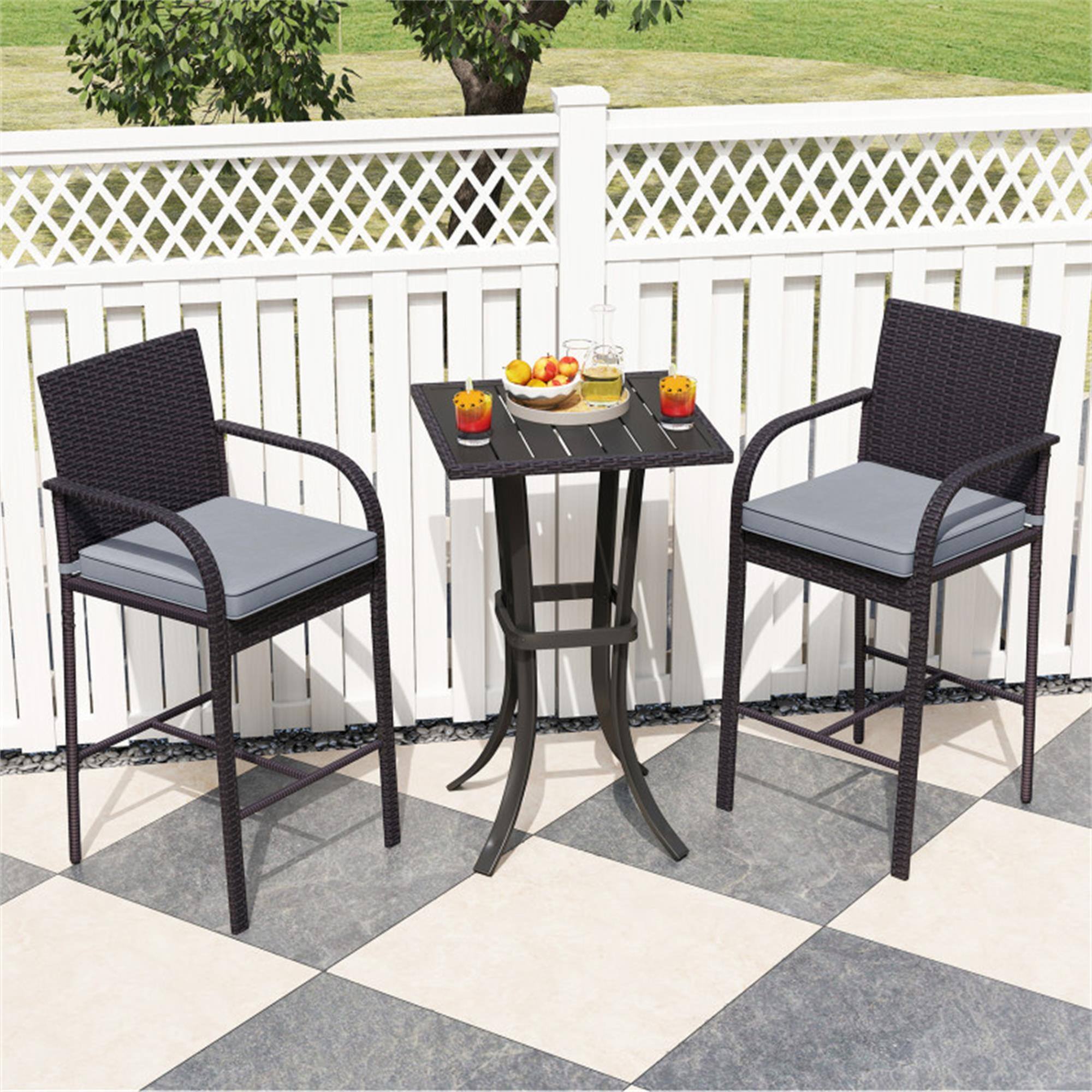 Alt View 1. Boyel Living - Black 3Piece Rattan or Wicker Dining Set Rattan Wicker Material for Patio Use - Black.
