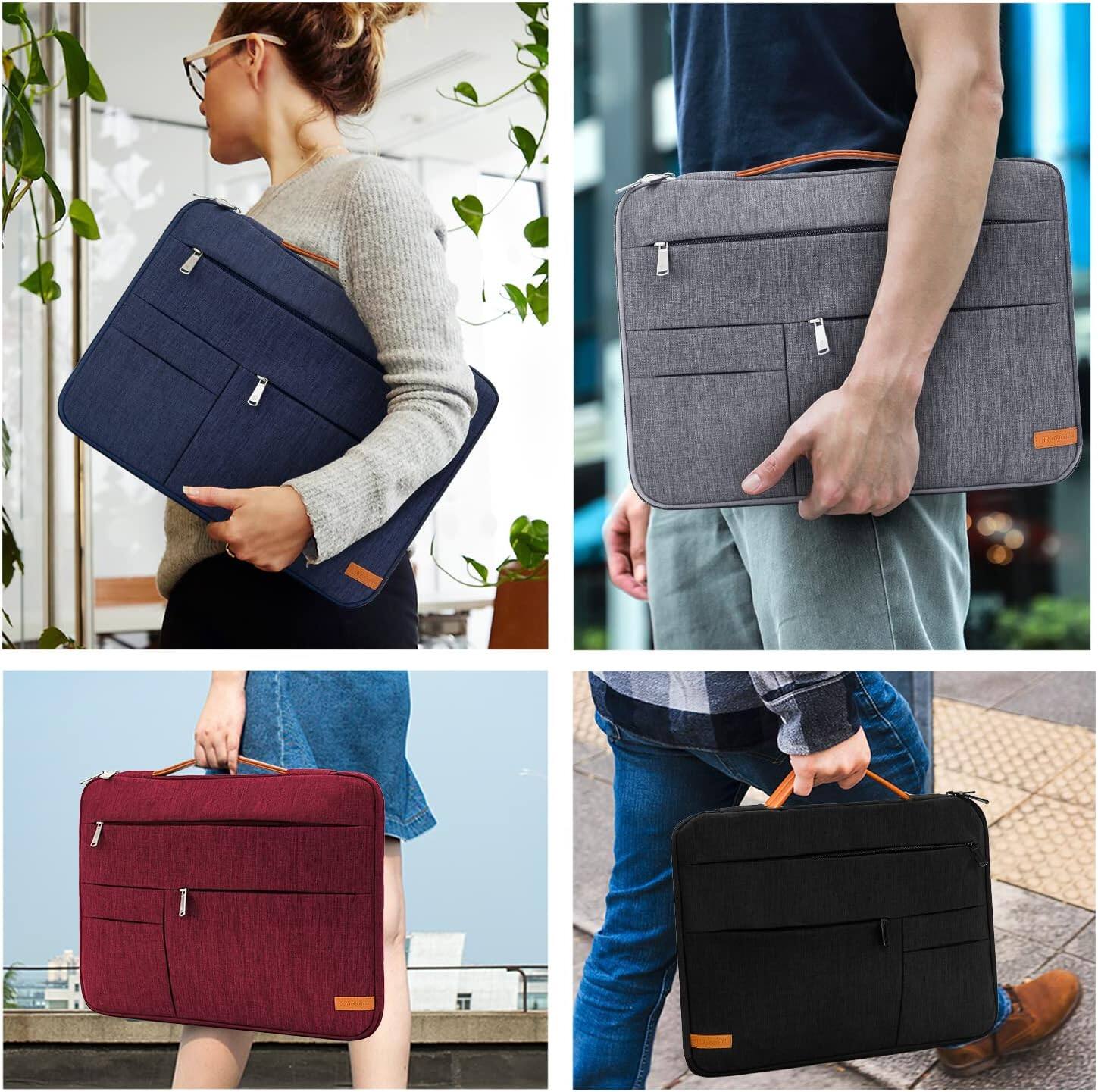 Alt View 5. Wikistore - WIKISTORE 15.6 inch Laptop Sleeve Bag Slim Lightweight Multiple Pockets Case for Acer Asus Dell Lenovo HP Grey - Grey.