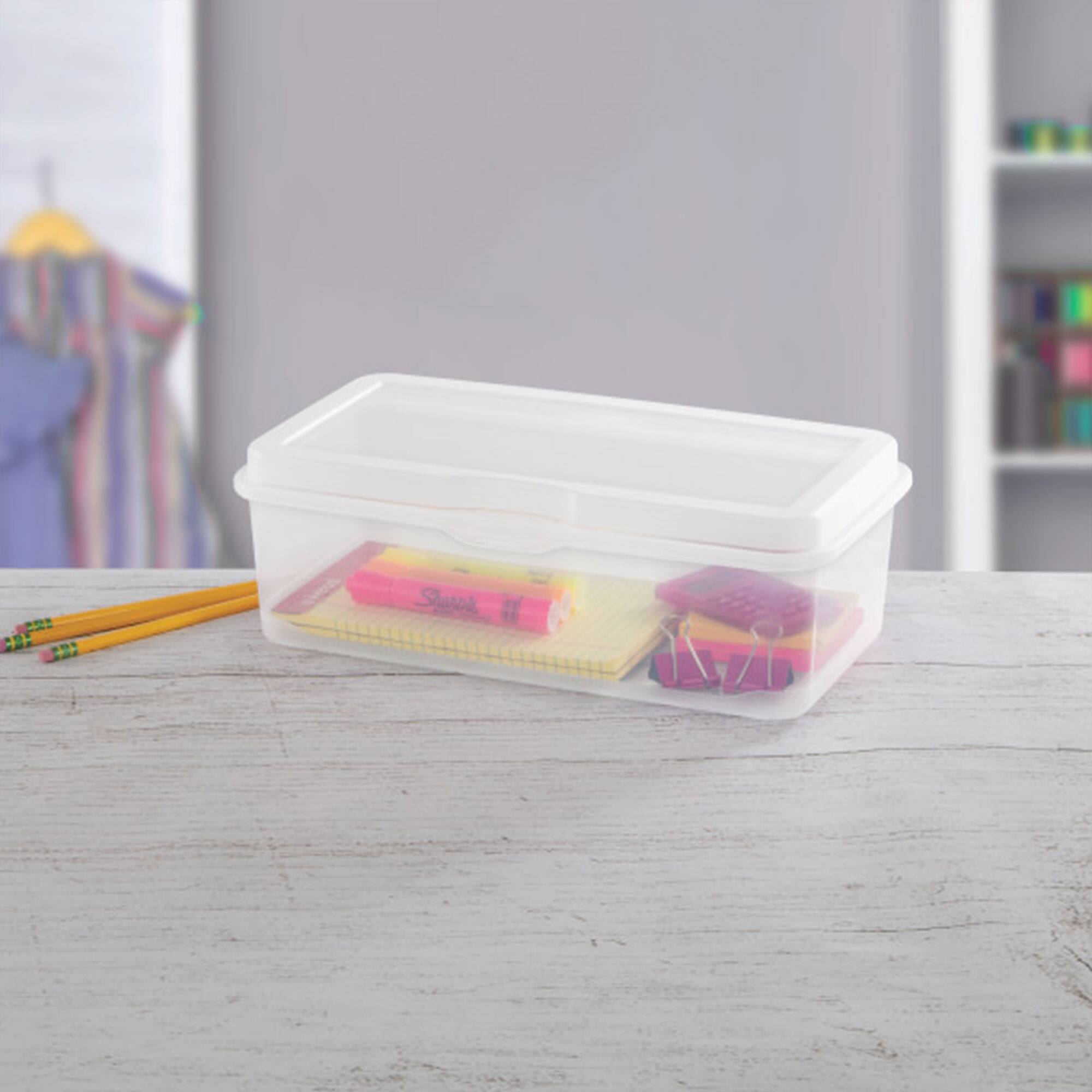 Alt View 3. Sterilite - Sterilite Plastic Stacking FlipTop Latching Storage Box Container, Clear 18 Pack - Clear.