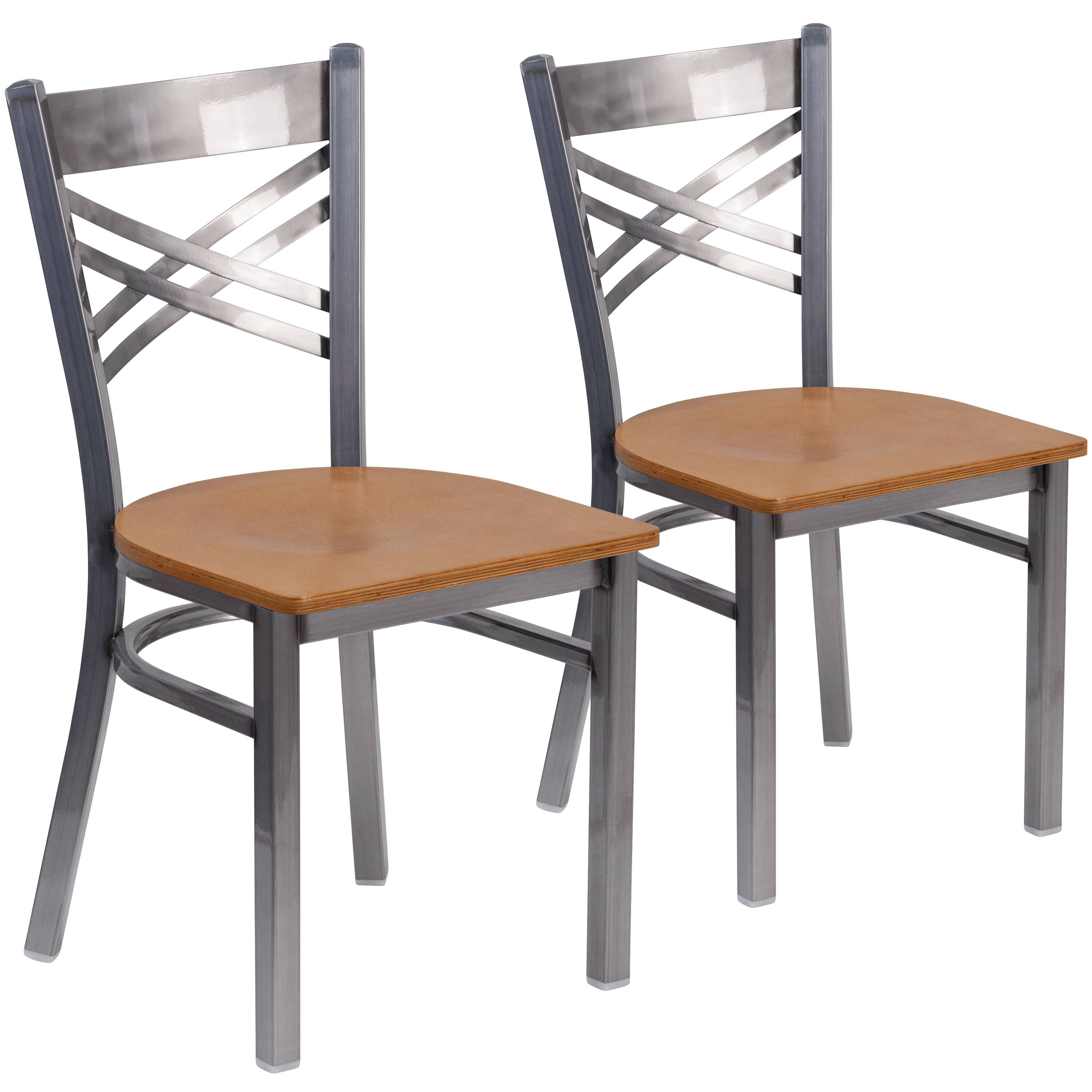 Natural Wood Seat/Clear Coated Metal Frame