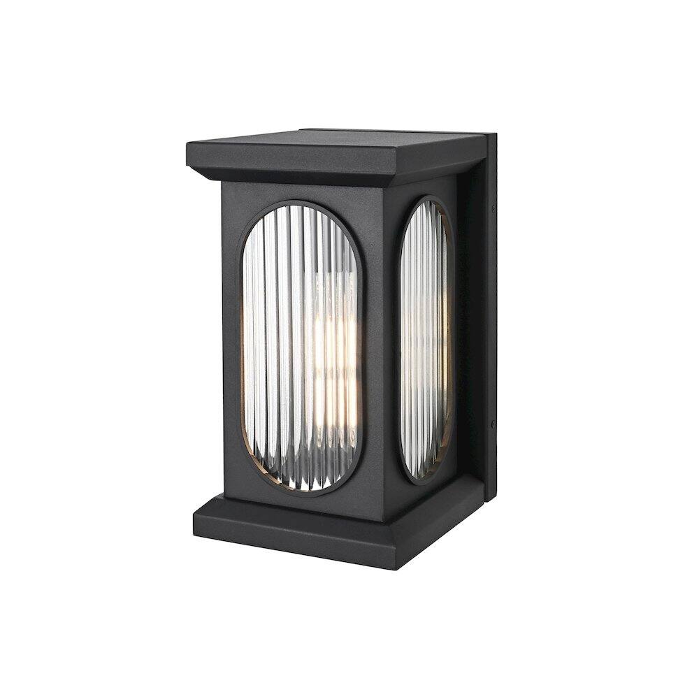 Angle. Elegant Lighting - Sevyn 8 Inch Outdoor Wall Sconce In Black - Black.