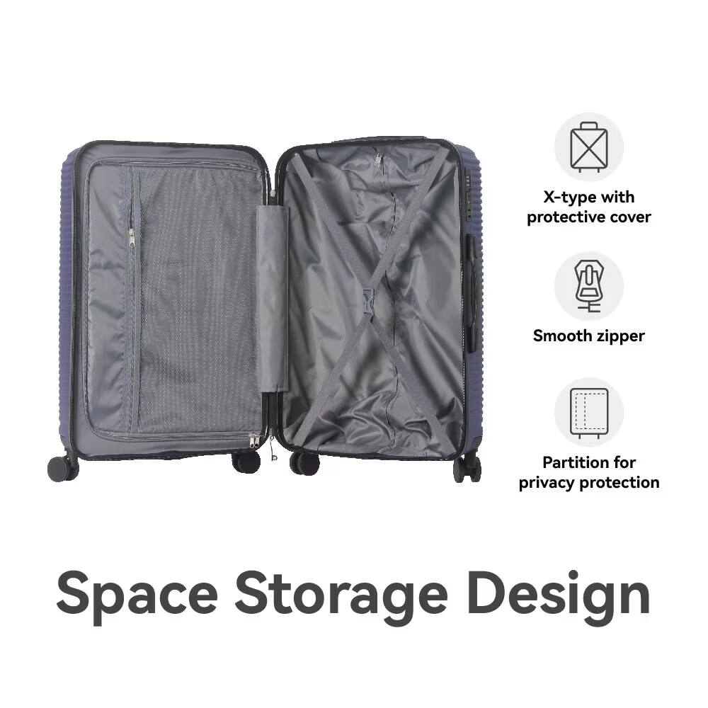X-type with protective cover  
Smooth zipper  
Partition for privacy protection  
Space Storage Design
