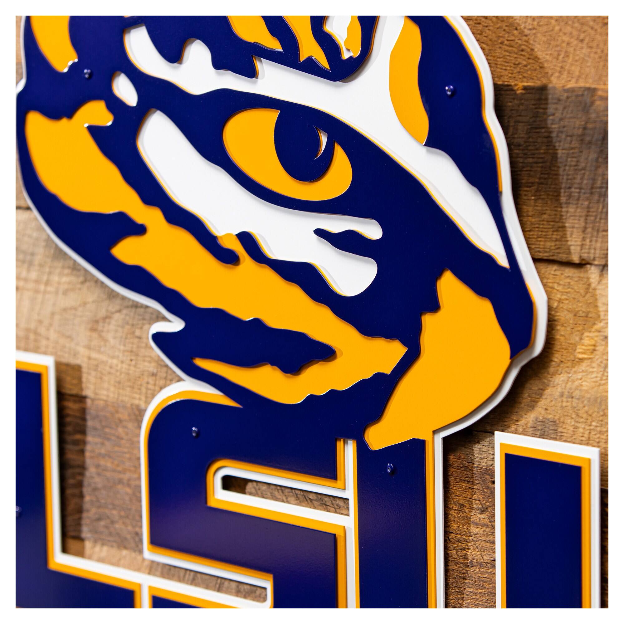 Alt View 2. Evergreen Enterprises - LSU Tigers 23" Layered Metal Wall Art Sign - Multicolor.