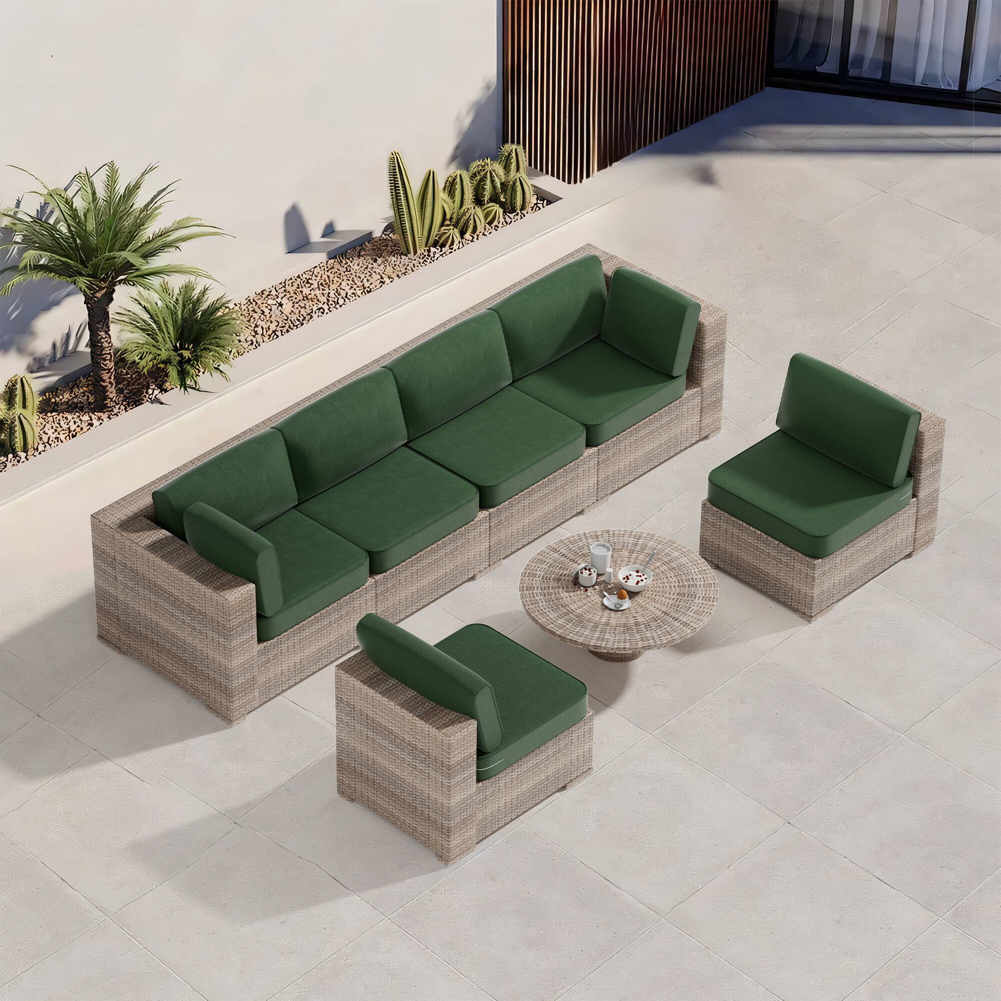 Alt View 1. RYHNUYNE - 14-Piece Outdoor Patio Sofa Cushions, Dark Green Seat Cushion with Zipper, Water-Resistant Patio Furniture Cushion - Dark green.