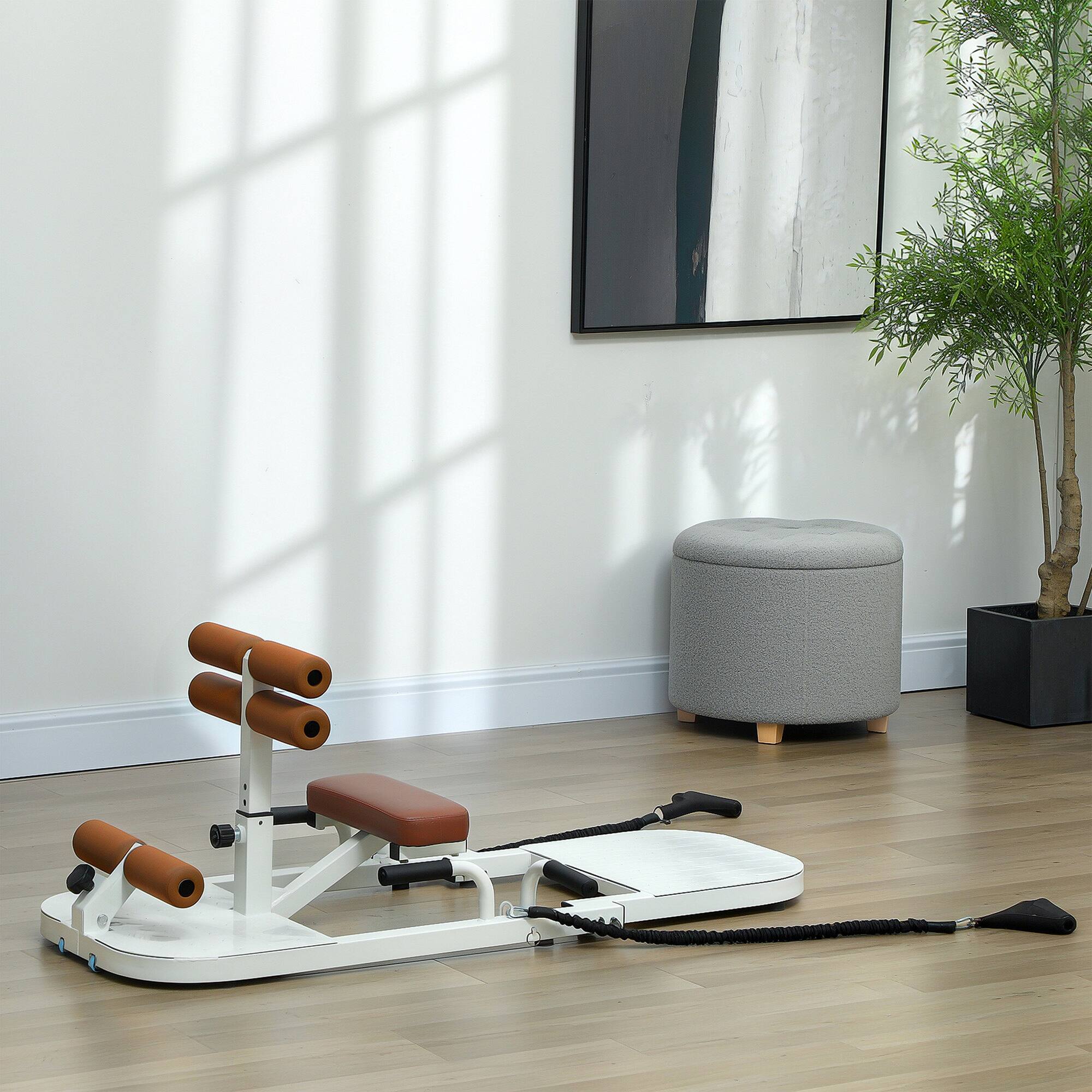 Alt View 1. Soozier - Sissy Squat Machine, Hip Thrust Machine with Push Up Stand - White.