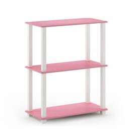Furinno - Turn-S-Tube 3-Tier Compact Multipurpose Shelf Display Rack with Square Tube, Pink/White - Pink/White