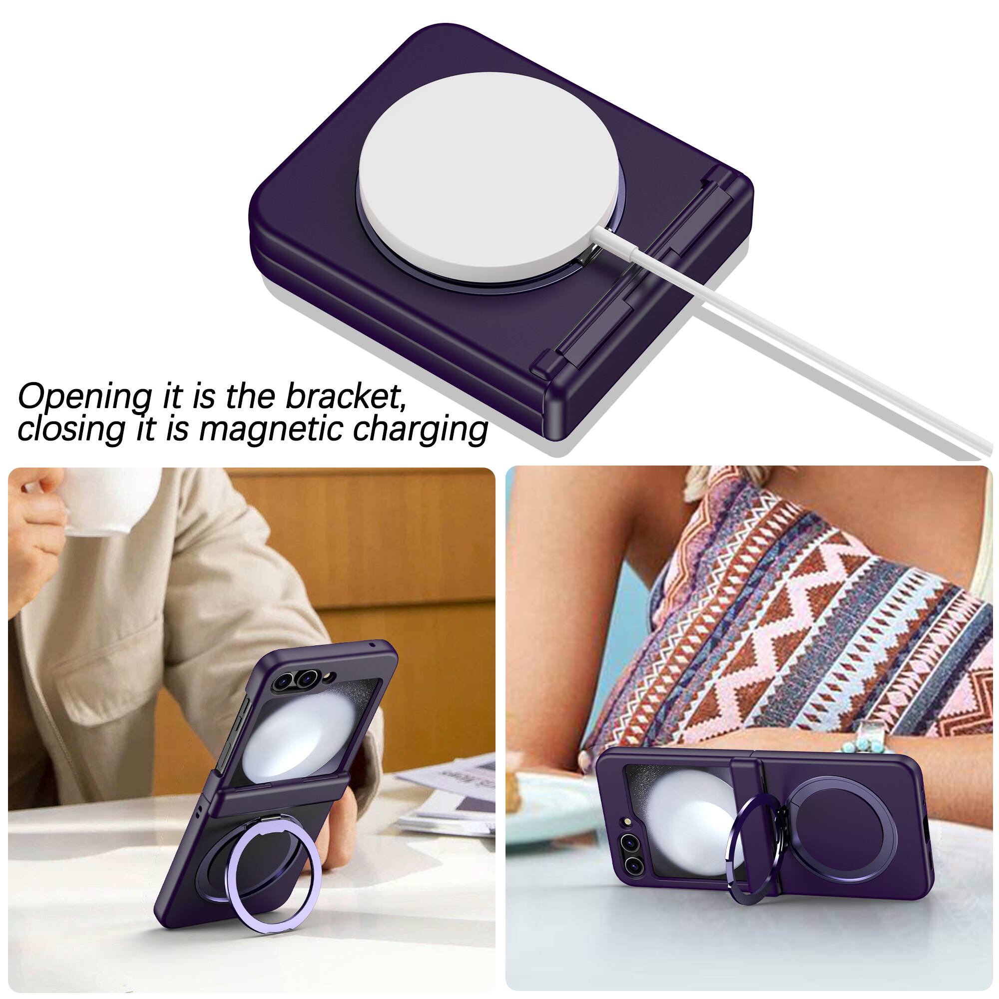 Opening it is the bracket, closing it is magnetic charging.