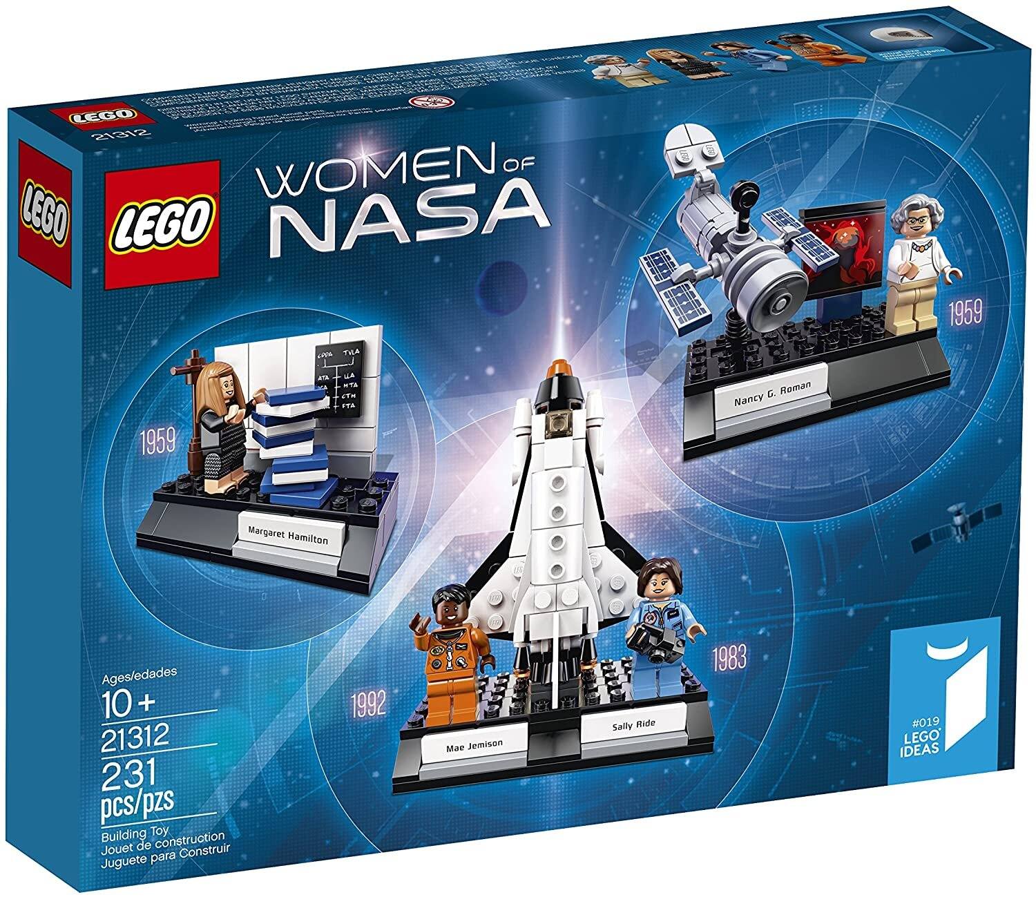 LEGO 21312 WOMEN OF NASA 1959

YOU? TVLA

1959
LA RTA TM STA

Roman Nancy
Margaret Hamilton

Ages/edades 10 + 21312 231 pcs/pzs Building Toy construction Jouet de Construir Juguete para Construir

1992
Mae Jemison

Sally Ride
1983

#019 LEGO IDEAS