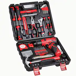 Skar Audio - Tool Set - 8v Cordless Drill Home With Hand Kit For Women & Men Homeowner Diyer Handyman - Red