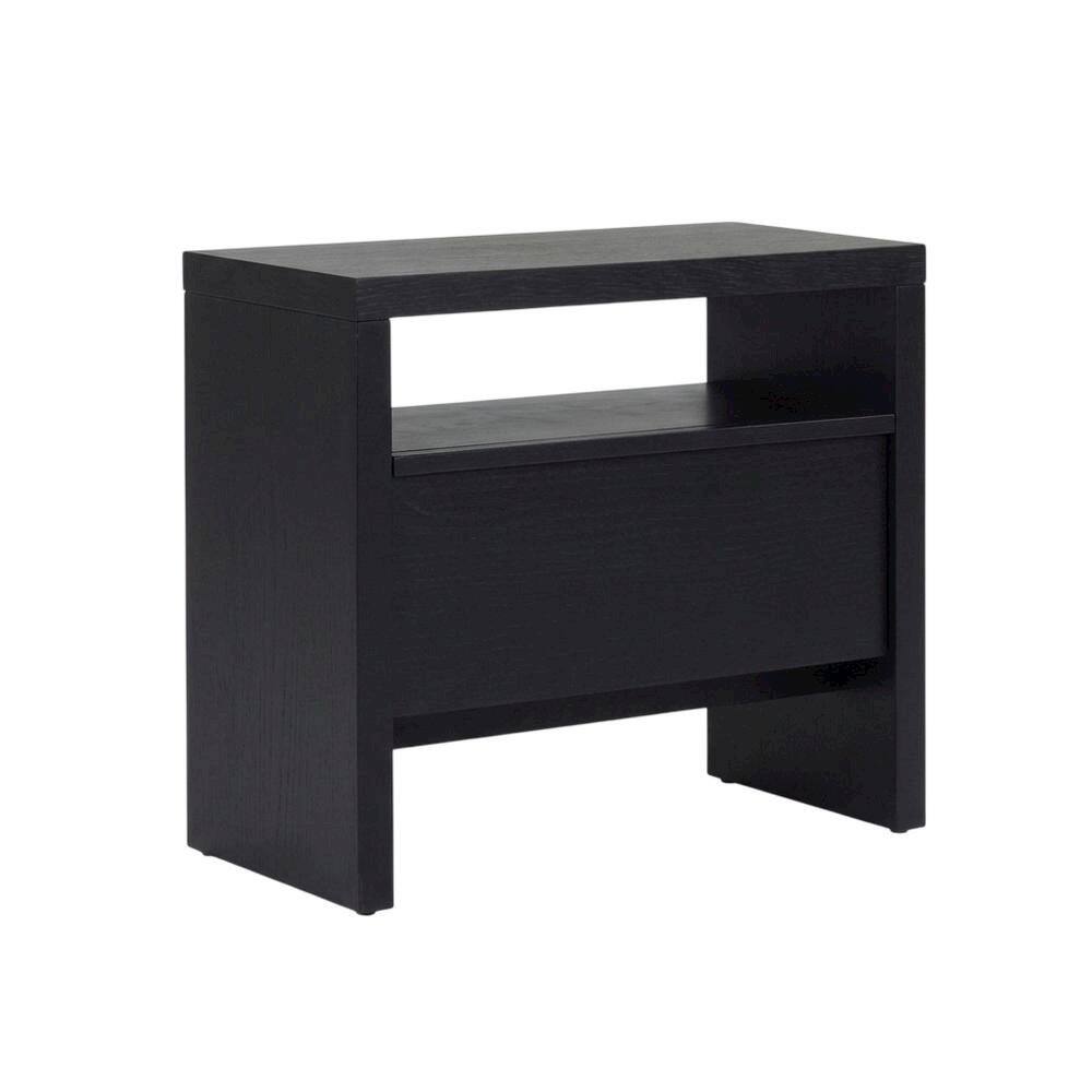 Left. Starlight Canyon Home - Contemporary Black Nightstand with Mahogany Solid & Oak Veneer Finish - Black.