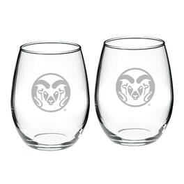 Jardine - Colorado State Rams 2-Piece 21oz. Stemless Wine Glass Set - Multicolor