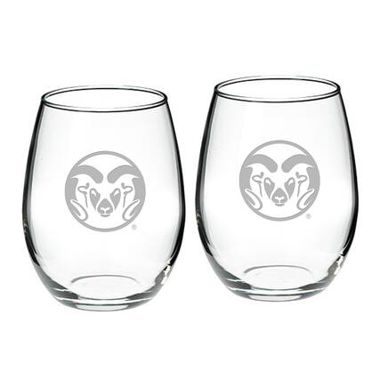 Front. Jardine - Colorado State Rams 2-Piece 21oz. Stemless Wine Glass Set - Multicolor.