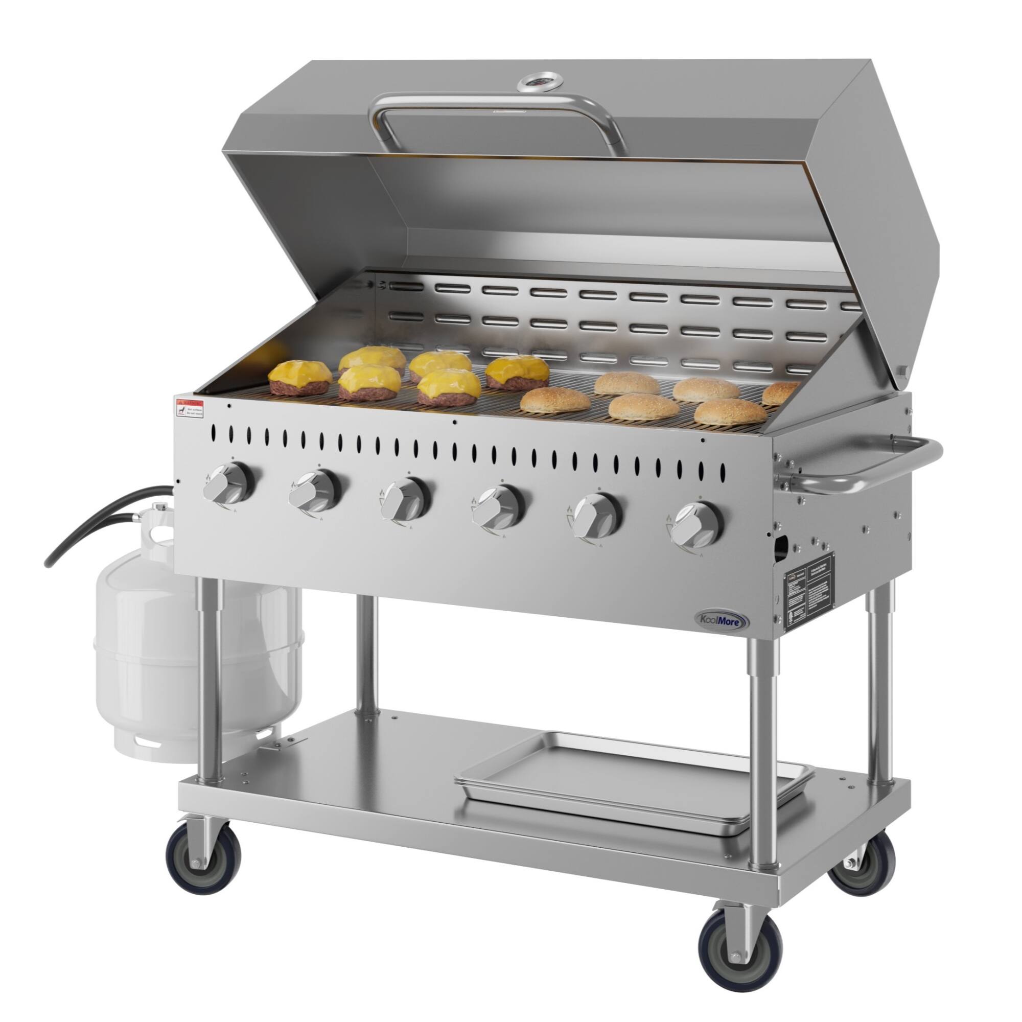 Back. Koolmore - 48 in. Commercial Outdoor Propane Gas Grill with Roll Dome Cover, ETL Listed in Stainless-Steel (CGKIT4-48D) - Stainless Steel.