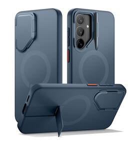 SURITCH - Shockproof Rugged Phone Case for Samsung Galaxy S26 FE with Kickstand & Camera Cover, Compatible with MagSafe - Deep Blue