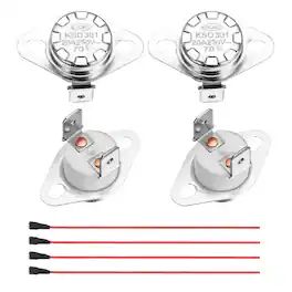 Unique Bargains - 2pcs KSD301 Thermostat 70°C/158°F 20A Normally Closed N.C Adjust Snap Disc Temp Switch with Terminal Wire Ceramic - Silver