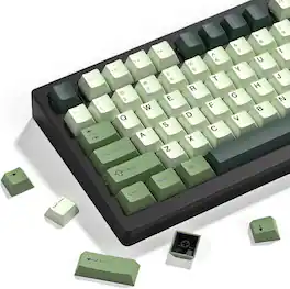 Womier - PBT Keycaps,Cherry Profile Double-Shot Keycap for 60% 65% 75% 100% TKL US Layout Mechanical Keyboard - Green