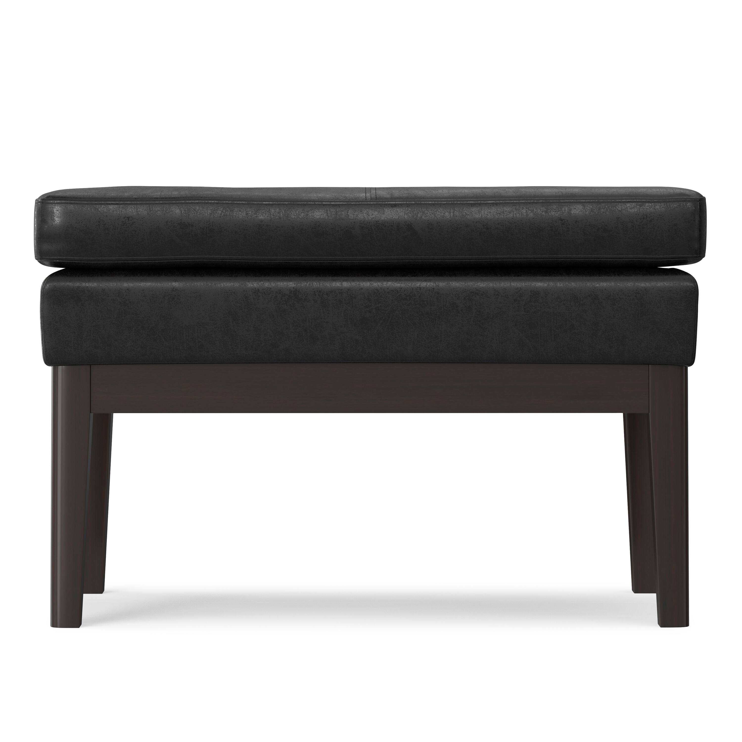 Left. Simpli Home - Carlson Small Ottoman Bench in Distressed Black - Distressed Black.