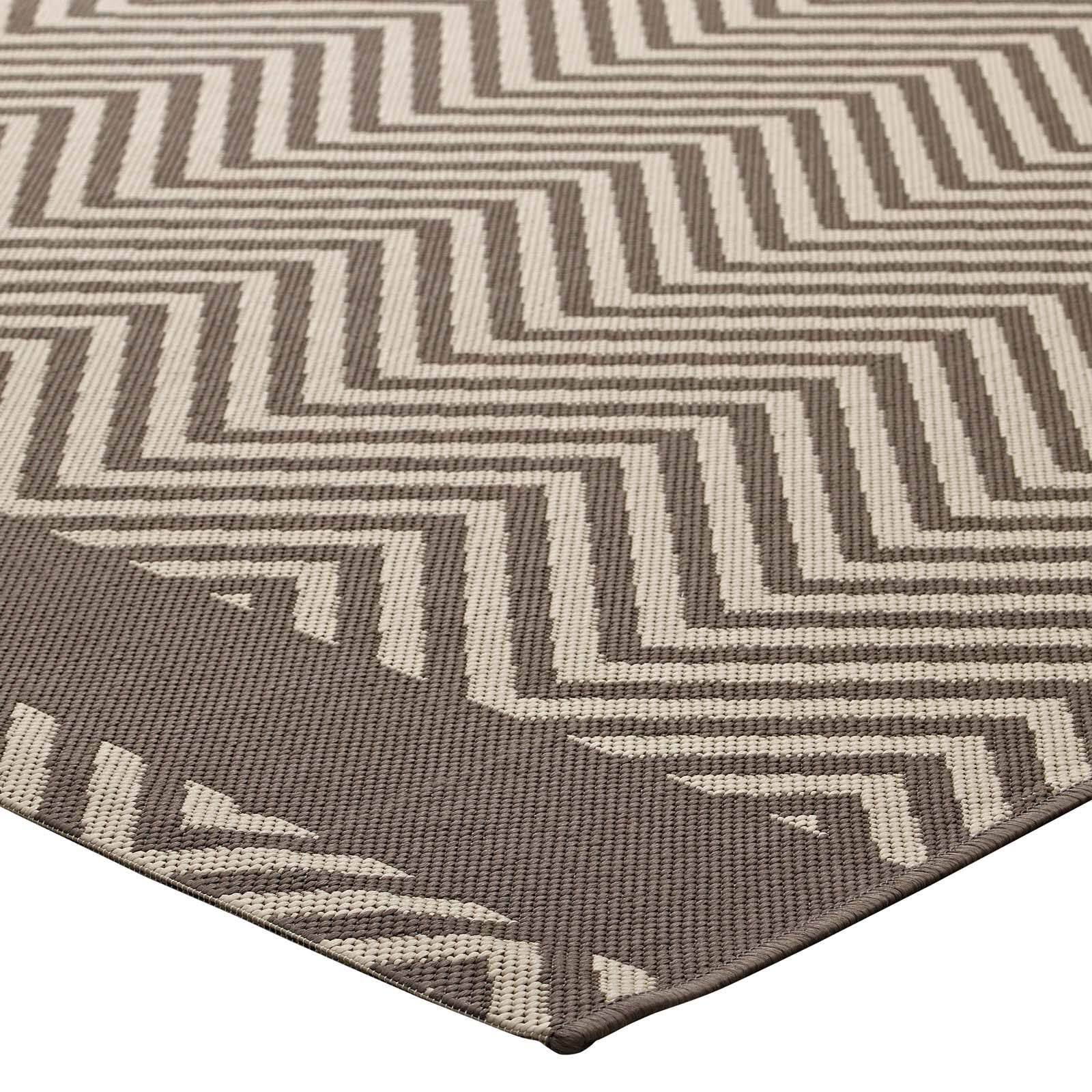 Alt View 2. Modway - Optica Chevron With End Borders Indoor and Outdoor Area Rug - Light and Dark Beige.