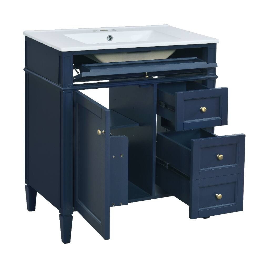 Alt View 8. Loheer - Loheer 30 Inch Bathroom Vanity with Sink Blue Modern Single Sink Bathroom Vanity - Blue.
