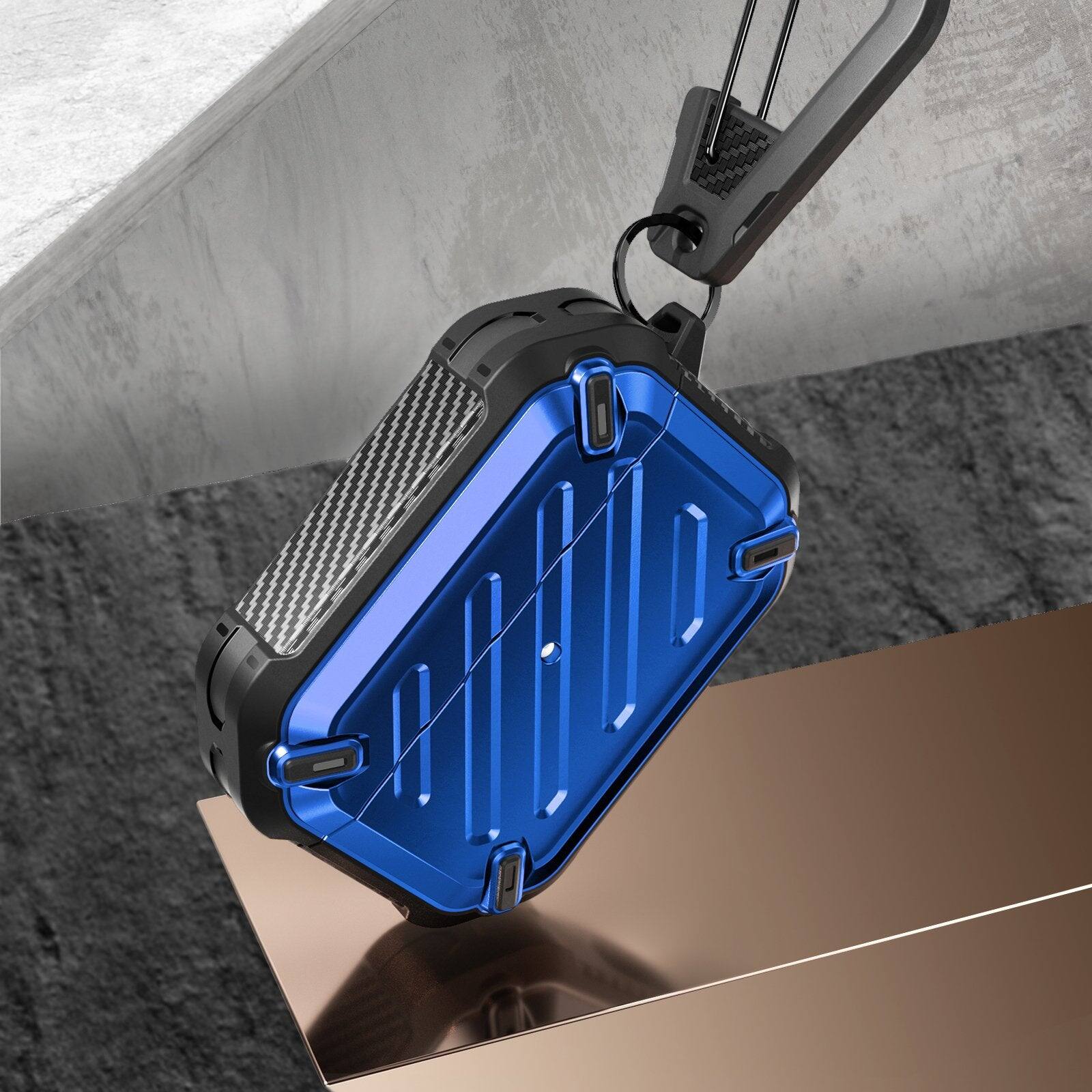 Back. SUPCASE - Apple AirPods Pro 1 & 2 Unicorn Beetle PRO Rugged Case Waterproof Case - Metallic Blue.