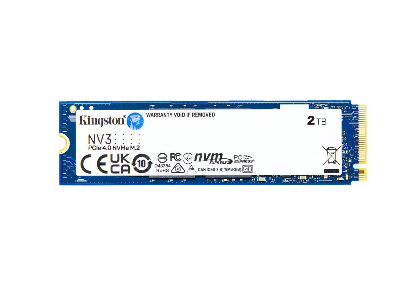 Kingston - NV3 M.2 2280 2TB PCIe 4.0 x4 NVMe Internal Solid State Drive (SSD) SNV3S/2000G Up to 6000 MB/s