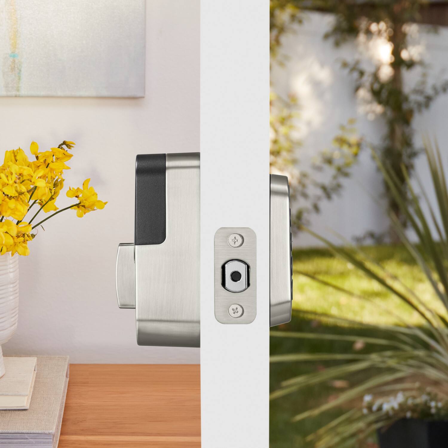 Alt View 3. Yale - Assure Lock 2 Key-Free Keypad with Wi-Fi  - Satin Nickel.