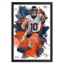 Sporticulture - Bo Nix 14" x 20" Brush Stroke Player Framed Art Print - Multicolor