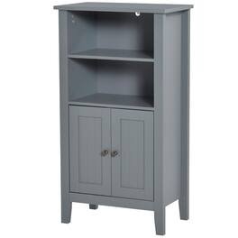 Hivvago - 2 Tier Shelf Hidden Storage Bathroom Floor Cabinet - Gray