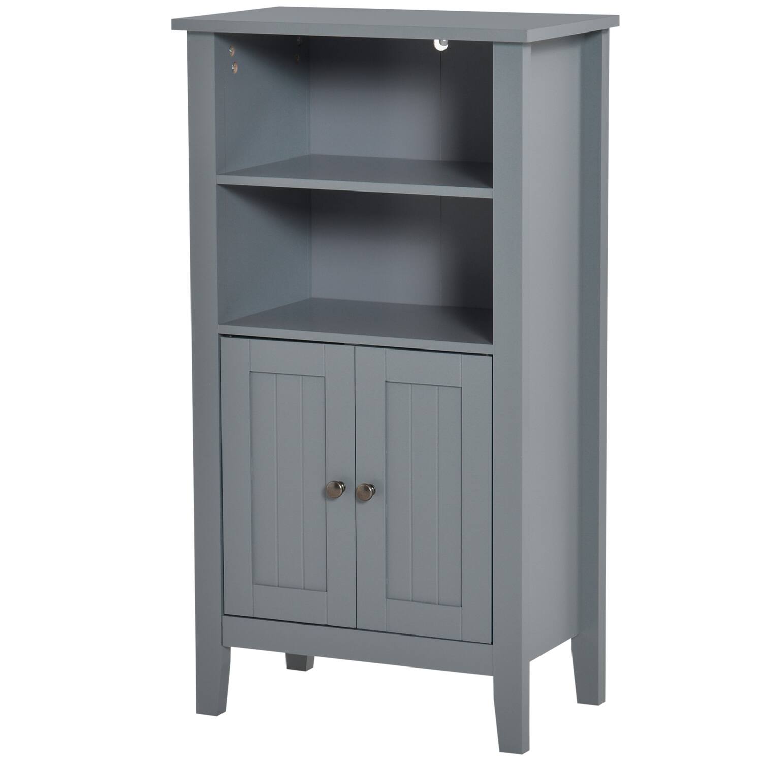 Front. Hivvago - Gray 2 Tier Shelf Hidden Storage Bathroom Floor Cabinet - Gray.