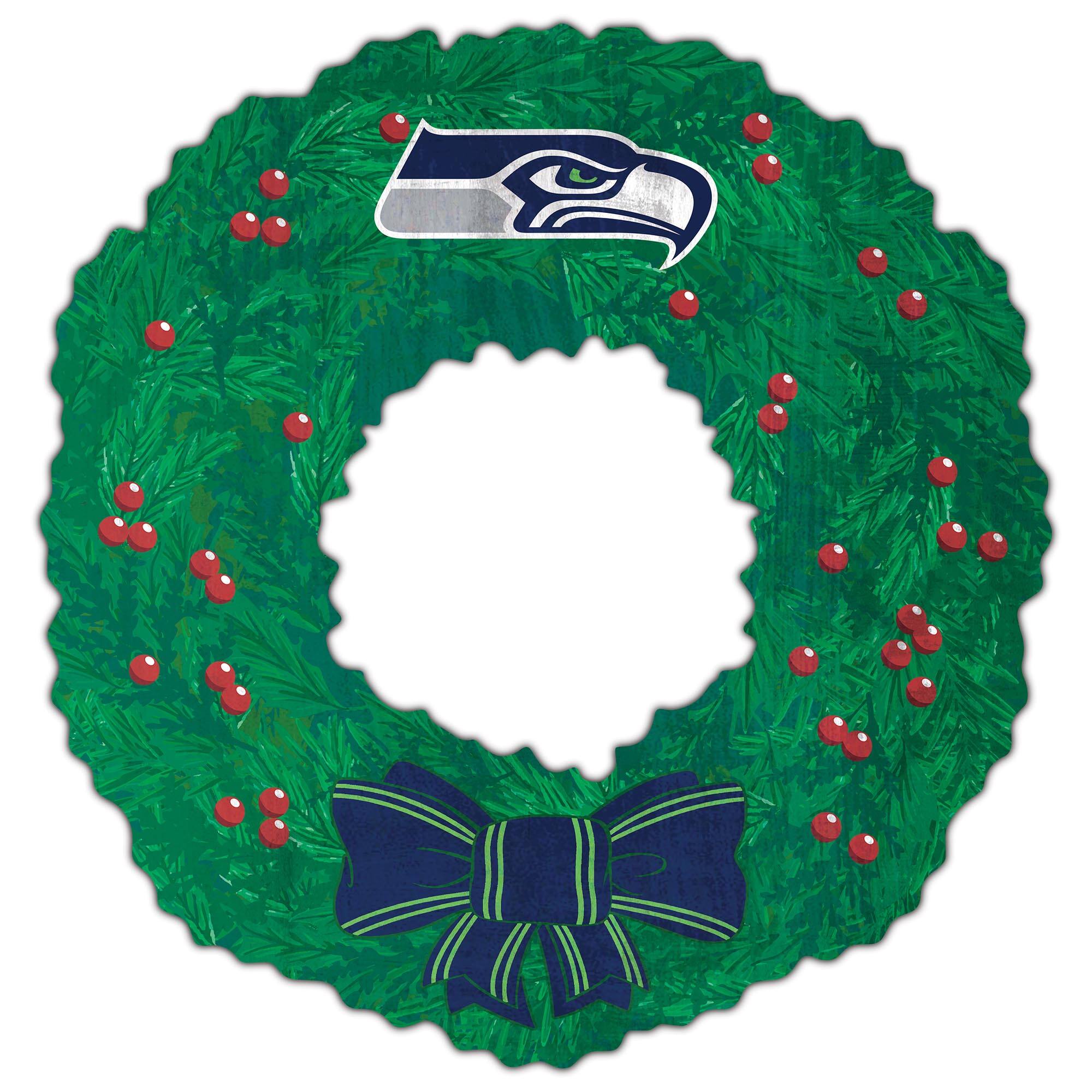 Front. Fan Creations - Seattle Seahawks 16'' Team Wreath Sign - Green.