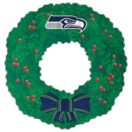 Front. Fan Creations - Seattle Seahawks 16'' Team Wreath Sign - Green.