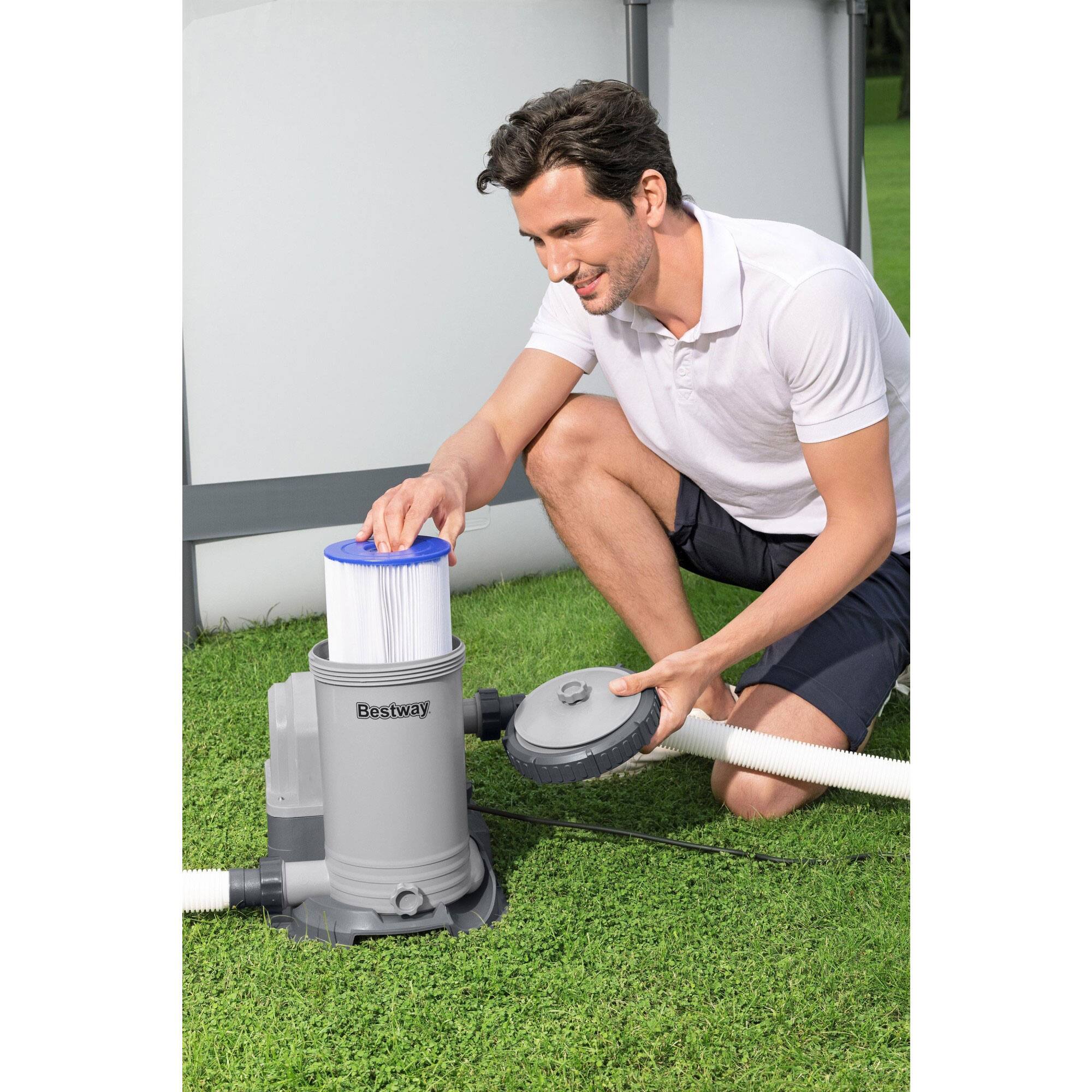 Alt View 7. Bestway - Bestway 2,500 Gallon Filter Pump Set for Above Ground Outdoor Swimming Pools - Grey.