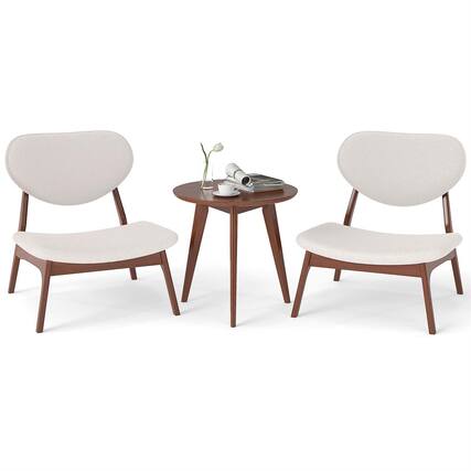 Front. Pefilos - 2-Piece Accent Chair Set w/ Side Table, Solid Wood Frame, Lamb Velvet Upholstery, 105° Reclining High Backrest, Walnut & - Brown.