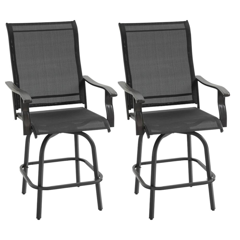 Front. SlickBlue - Modern Height Bar Stool – Adjustable Swivel Counter Chair for Kitchen Seating - Black.