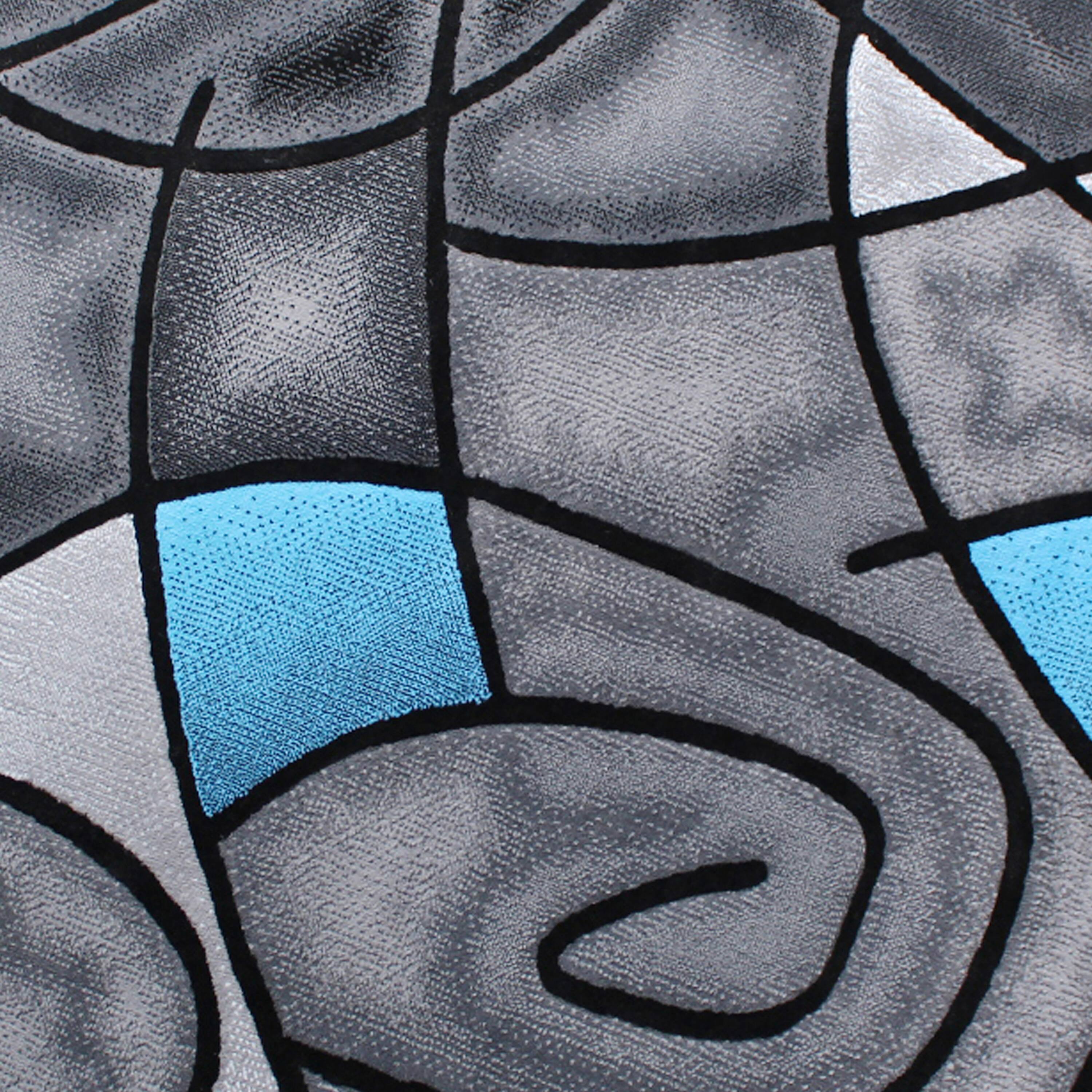 Alt View 6. Emma + Oliver - Urbane Contemporary Abstract Geometric Olefin Accent Rug in Gradient Shades with Natural Jute Backing - Blue.