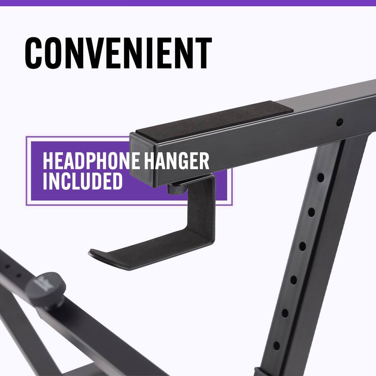 CONVENIENT HEADPHONE HANGER INCLUDED