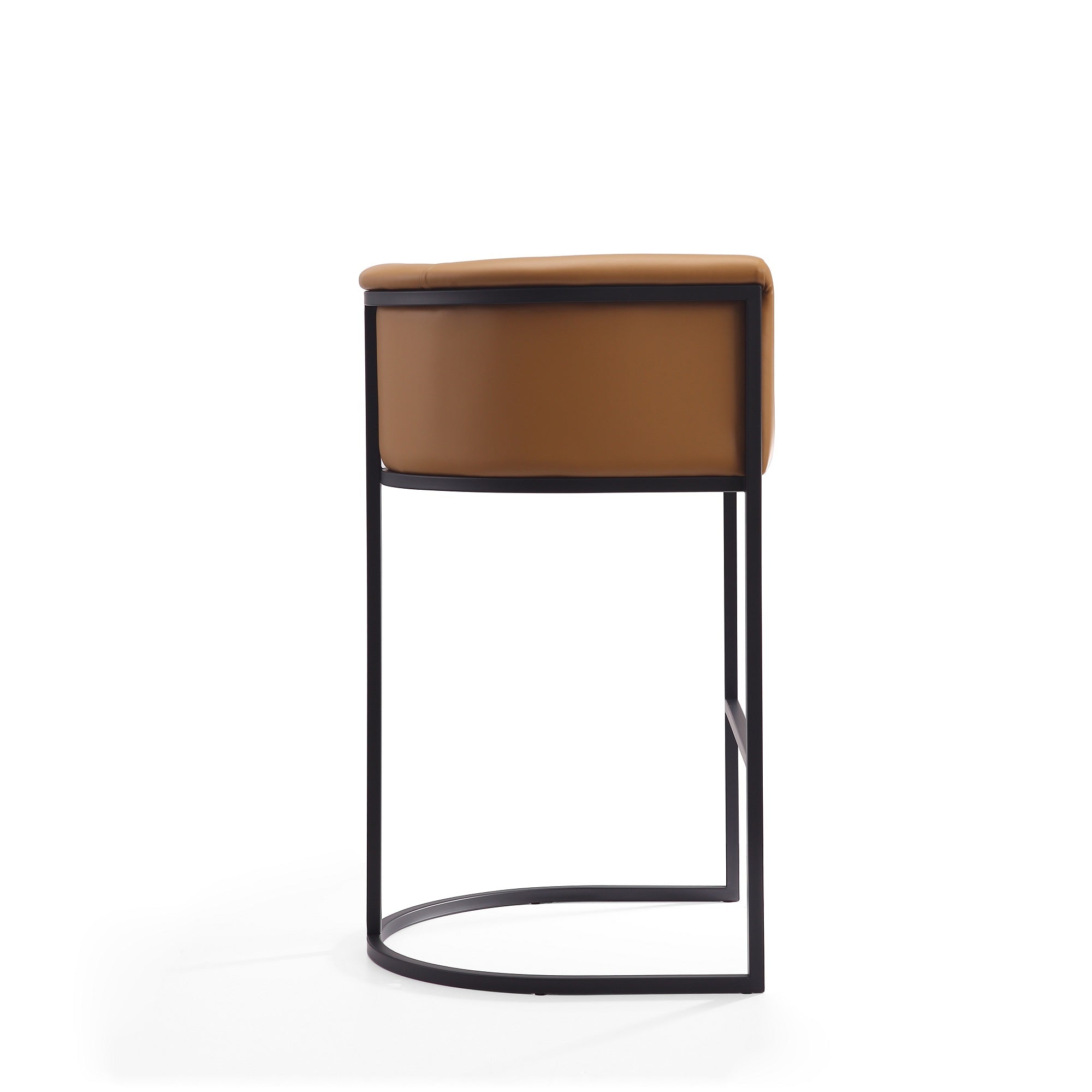 Alt View 2. Manhattan Comfort - Cosmopolitan Mid-Century Modern Metal Upholstered Barstool - Set of 3 - Camel.