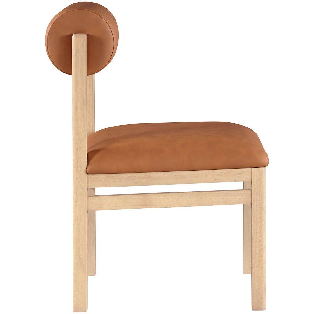 Alt View 3. Meridian Furniture - Roundhill Cognac Vegan Leather Upholstered Dining Chair, Set of 2 - Cognac.