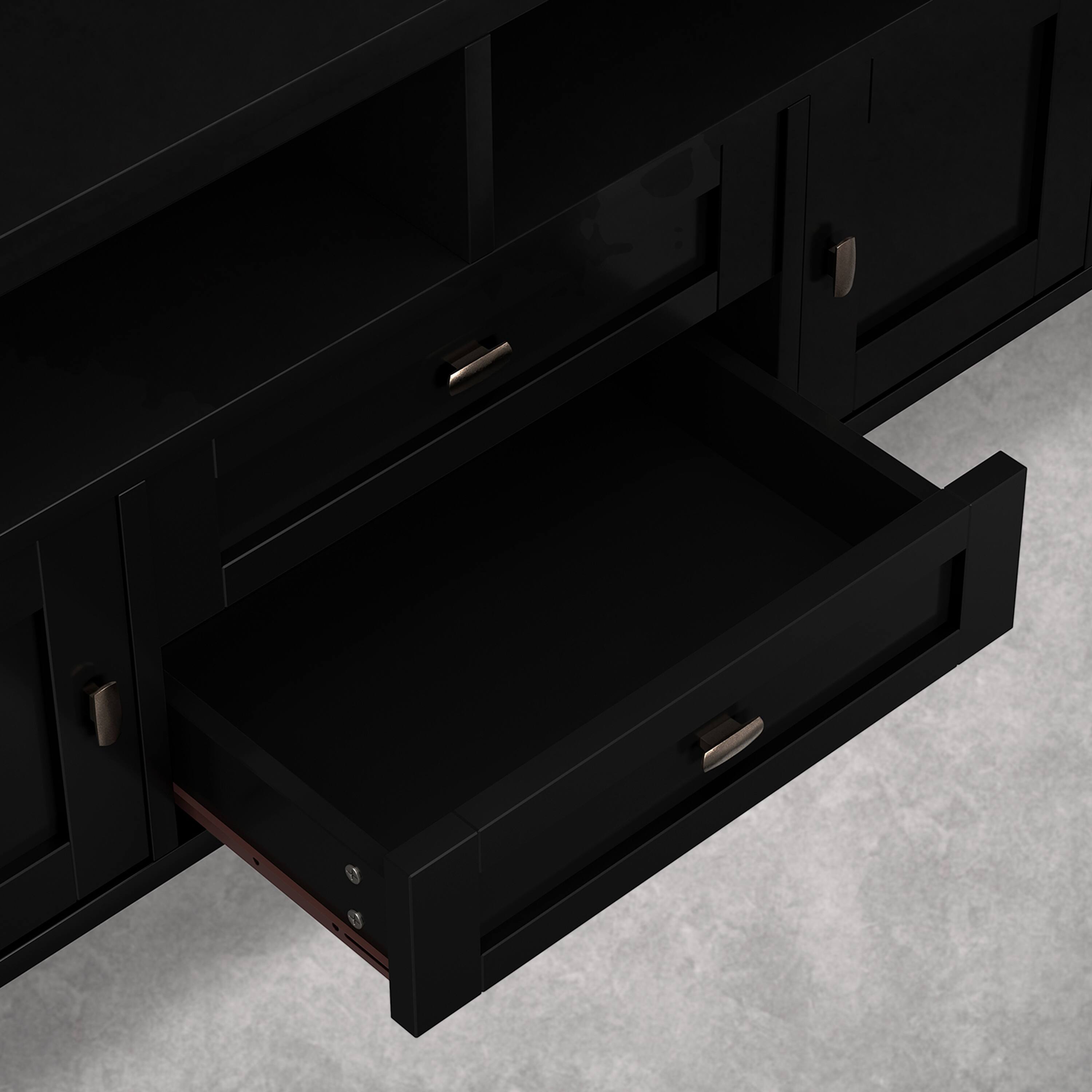 Alt View 2. Simpli Home - Warm Shaker 72 inch Wide Solid Wood TV Stand, Deep Black - Deep Black.