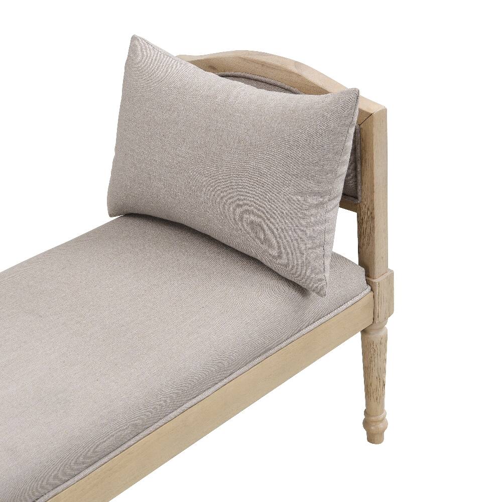 Alt View 2. Ropilly - Ropilly Upholstered Entryway Bench Solid Wood Farmhouse End of Bed Bench with Turned Legs Greige - Greige.
