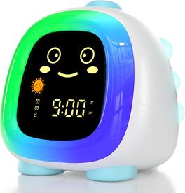 FINEAK - Kids Alarm Clock Ok to Wake Cute Night Light - Aurora Blue