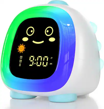 Front. FINEAK - Kids Alarm Clock Ok to Wake Cute Night Light - Aurora Blue.