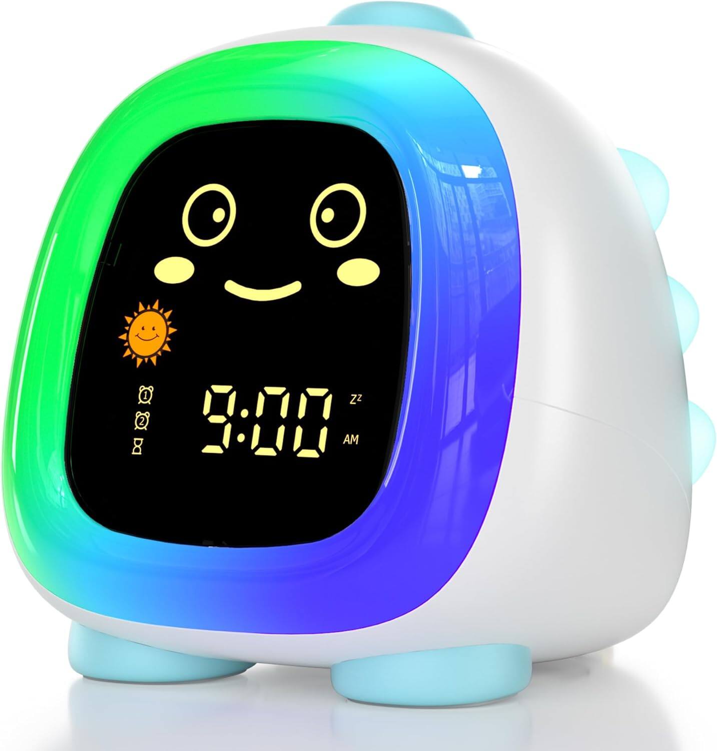 Front. FINEAK - Kids Alarm Clock Ok to Wake Cute Night Light - Aurora Blue.
